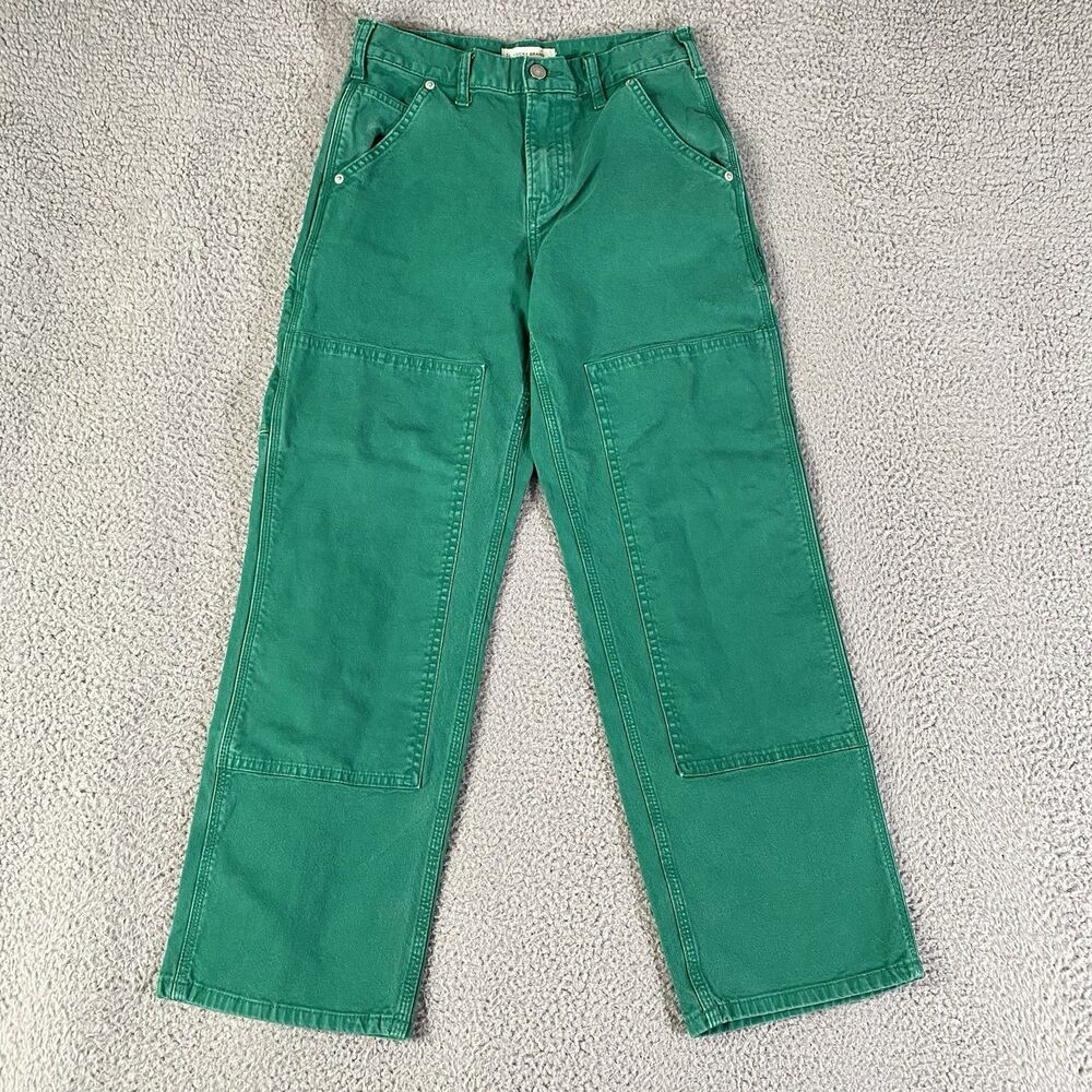Lucky Brand Carpenter Jeans Womens 26x28 Green Double Knee Relaxed Wide Workwear
